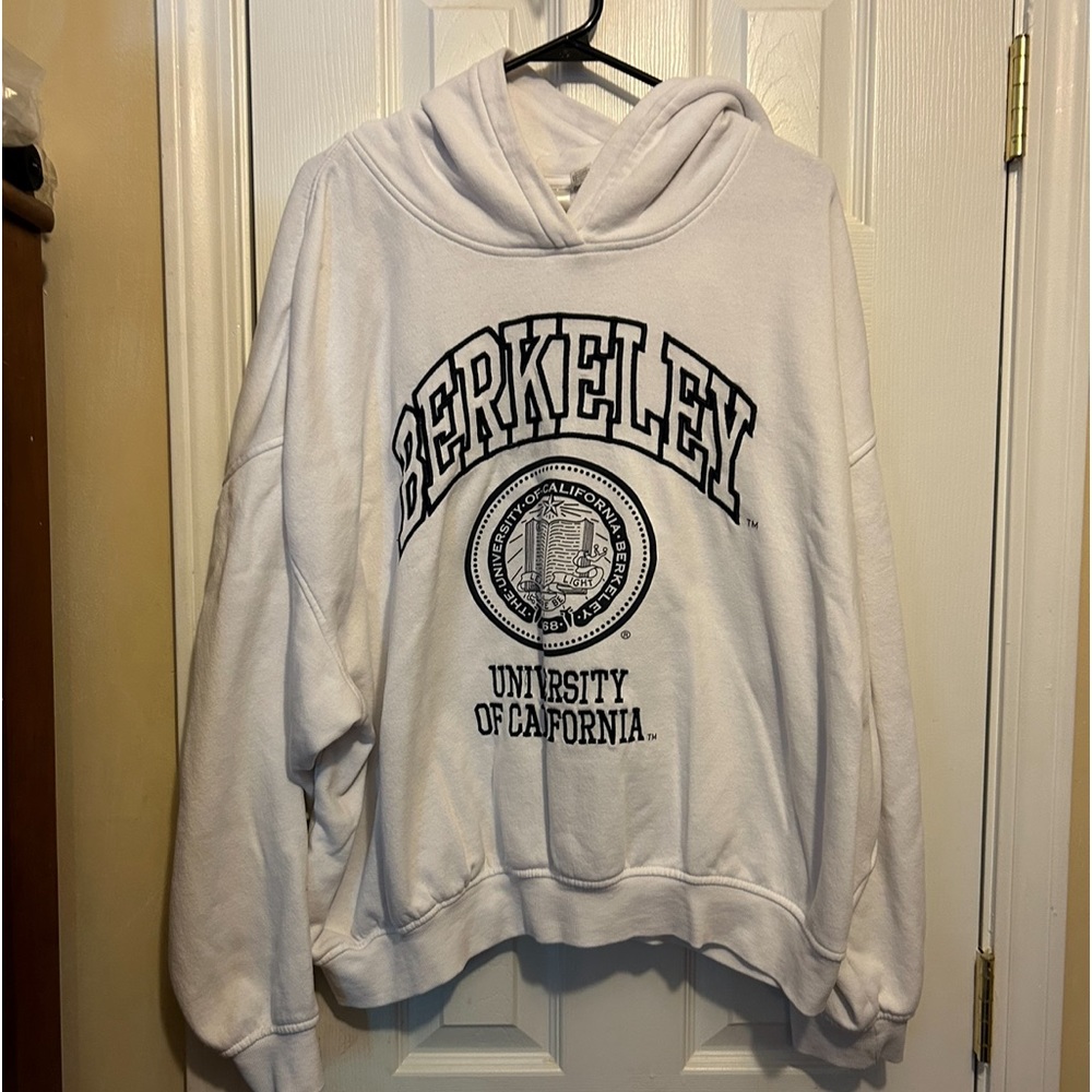 Oversized White Hoodie Berkeley University Sz XL